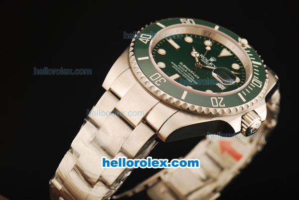 Rolex Submariner Swiss ETA 2836 Automatic Movement Steel Case and Strap with Green Dial and Green Ceramic Bezel - Click Image to Close